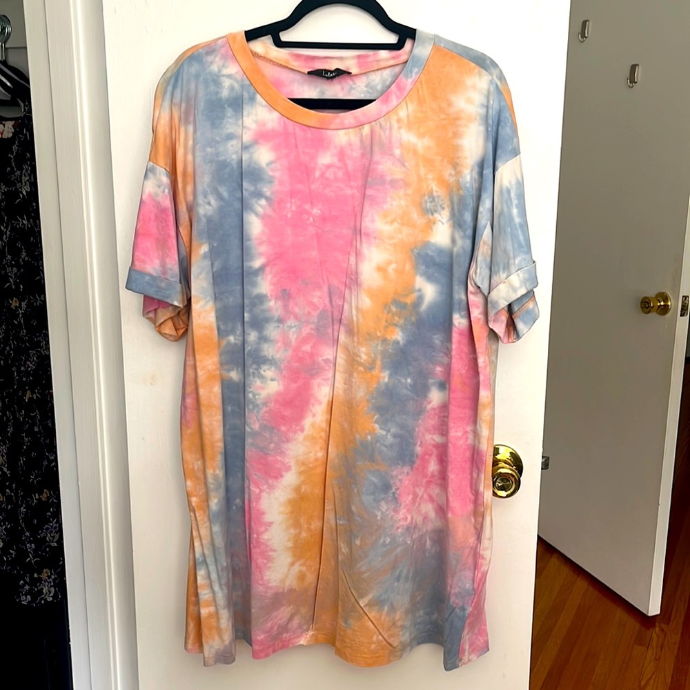 Lulus short sleeve tshirt dress tie dye mini summer